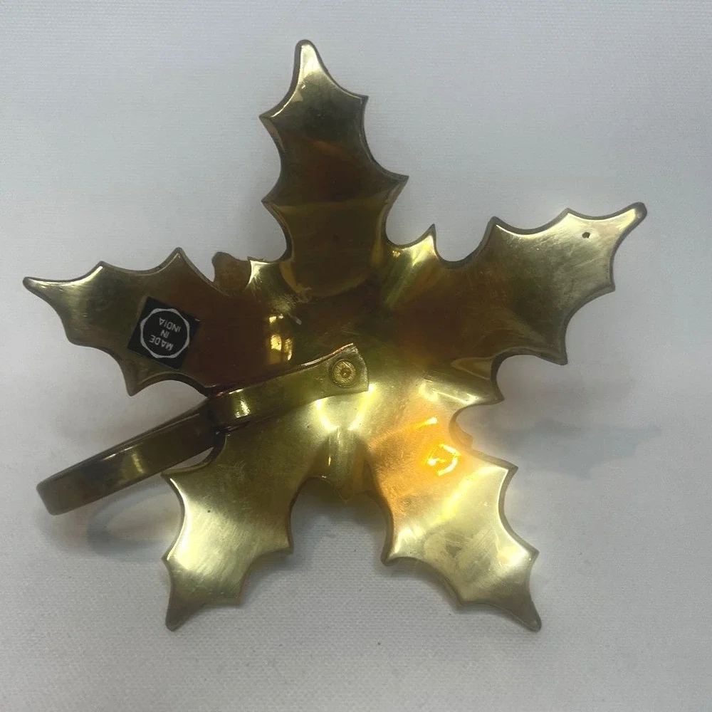 Solid Brass Leaf Leaves Taper Candle Holder Decor Vintage‎ Style Holiday Elegant